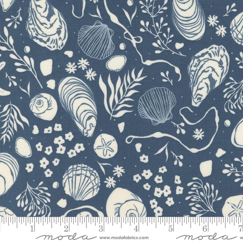 Seaglass Summer Shells - Indigo Sea - Quilt Fabric