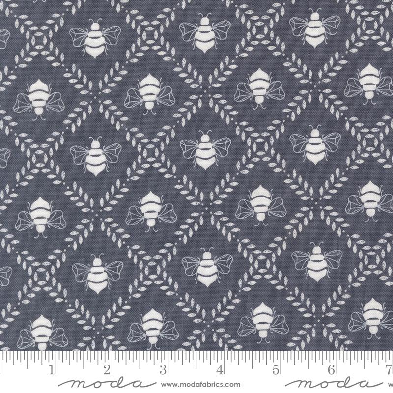 Sun Drenched Bee Indigo - Quilt Fabric