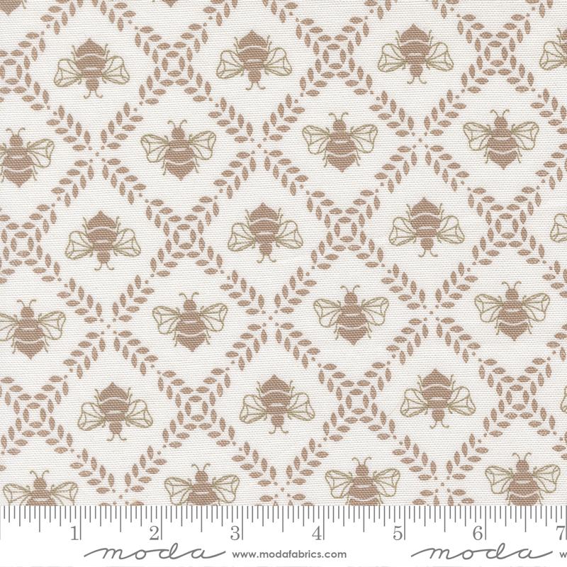 Sun Drenched Canvas Bee Cloud Stone - Quilt Fabric