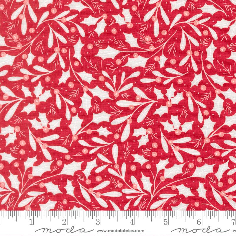Merrily On High Holly Christmas Red - Quilt Fabric
