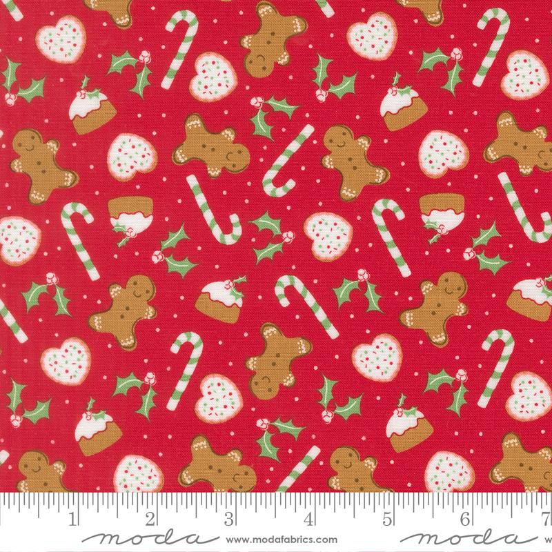 Merrily On High Treat Christmas Red - Quilt Fabric