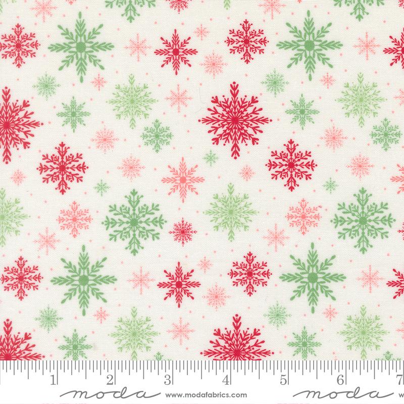 Merrily On High Snowflake Snow - Quilt Fabric