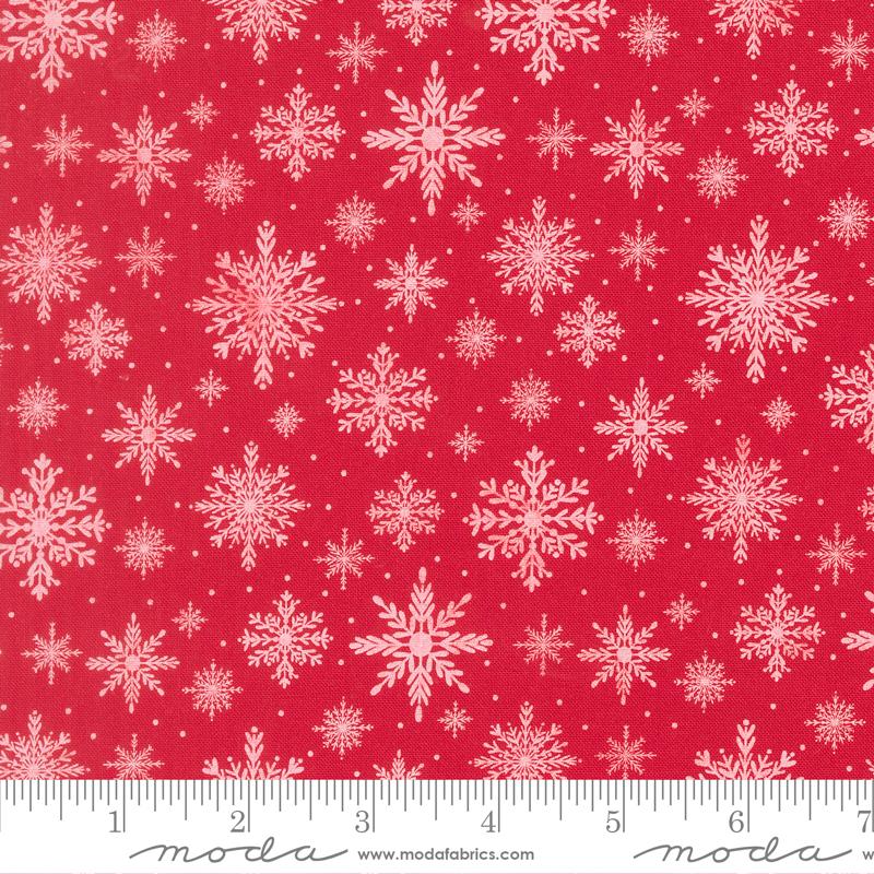 Merrily On High Snowflake Christmas Red - Quilt Fabric