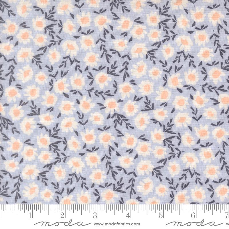Wildbriar Blossom Sky - Quilt Fabric, zoomed in. Select this picture to zoom back out.