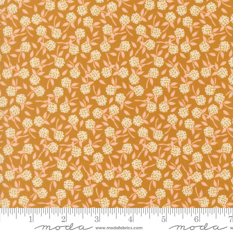 Wildbriar Sprig Golden - Quilt Fabric, zoomed in. Select this picture to zoom back out.
