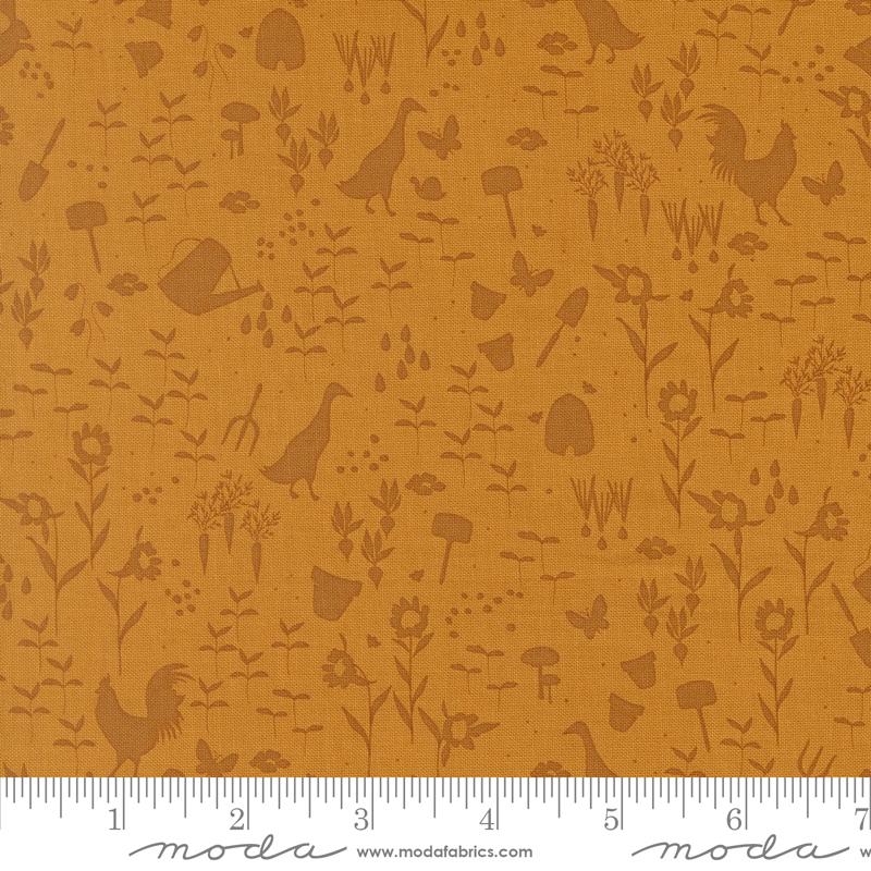 Wildbriar Garden Golden - Quilt Fabric, zoomed in. Select this picture to zoom back out.