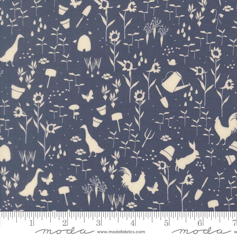 Wildbriar Garden Maine Blueberry - Quilt Fabric, zoomed in. Select this picture to zoom back out.