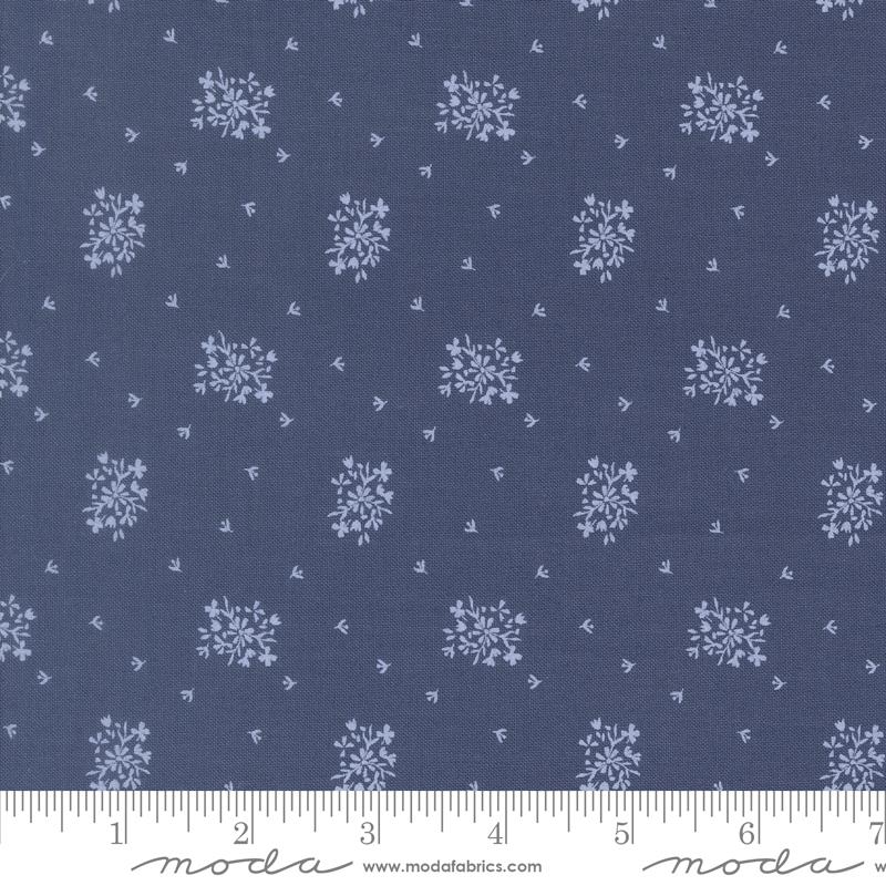 Wildbriar Floral Maine Blueberry - Quilt Fabric, zoomed in. Select this picture to zoom back out.