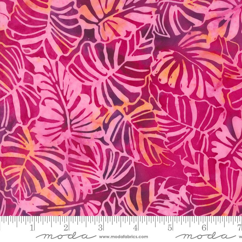 Berrylicious Batiks Leaf - Raspberry - Quilt Fabric