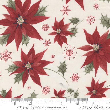 Poinsettia Plaza Cream - Festive Poinsettia - Quilt Fabric