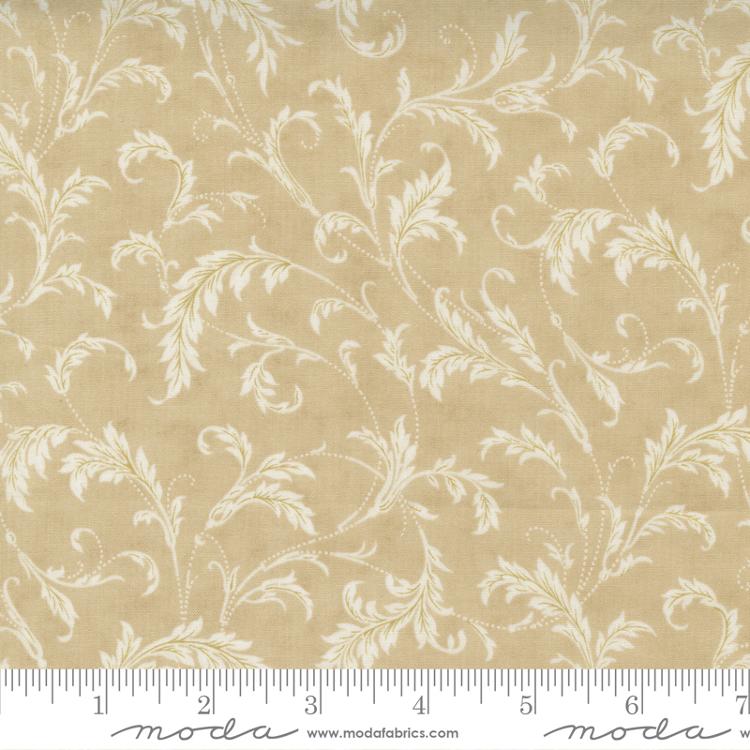 Poinsettia Plaza Parchment - Swirl Soiree Scroll - Fabric