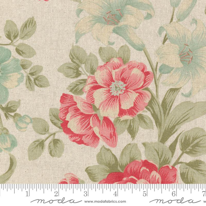 Bold Blossoms Mochi Linen - Parchment - Quilt Fabric