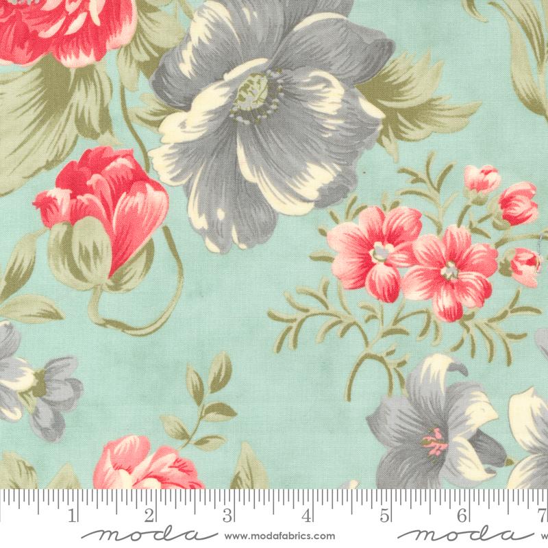 Bold Blossoms Large Floral - Aqua - Quilt Fabric