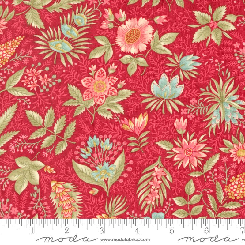 Joyful Jacobean Florals - Red - Quilt Fabric