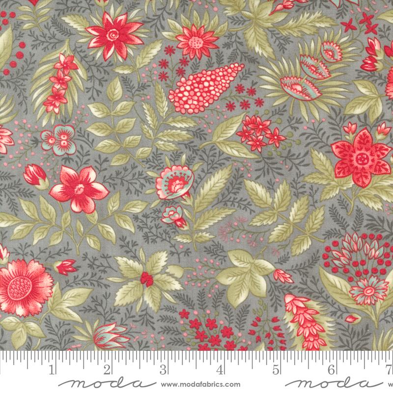 Joyful Jacobean Florals - Slate - Quilt Fabric