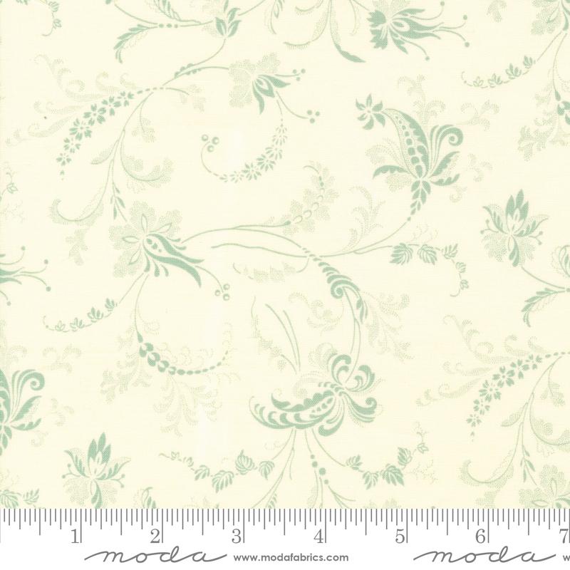 Serene Scroll Blenders Jacobean - Parch Aqua - Quilt Fabric