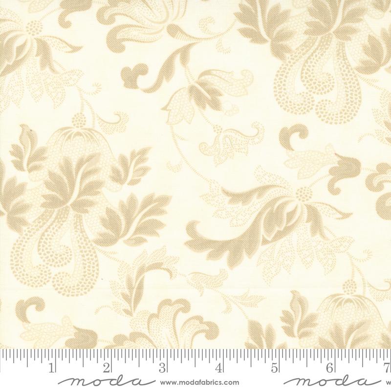 Friendly Flourish Damask Scroll - Parchment - Quilt Fabric