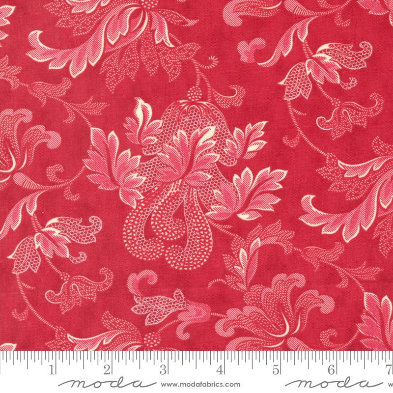 Friendly Flourish Damask Scroll - Red - Quilt Fabric