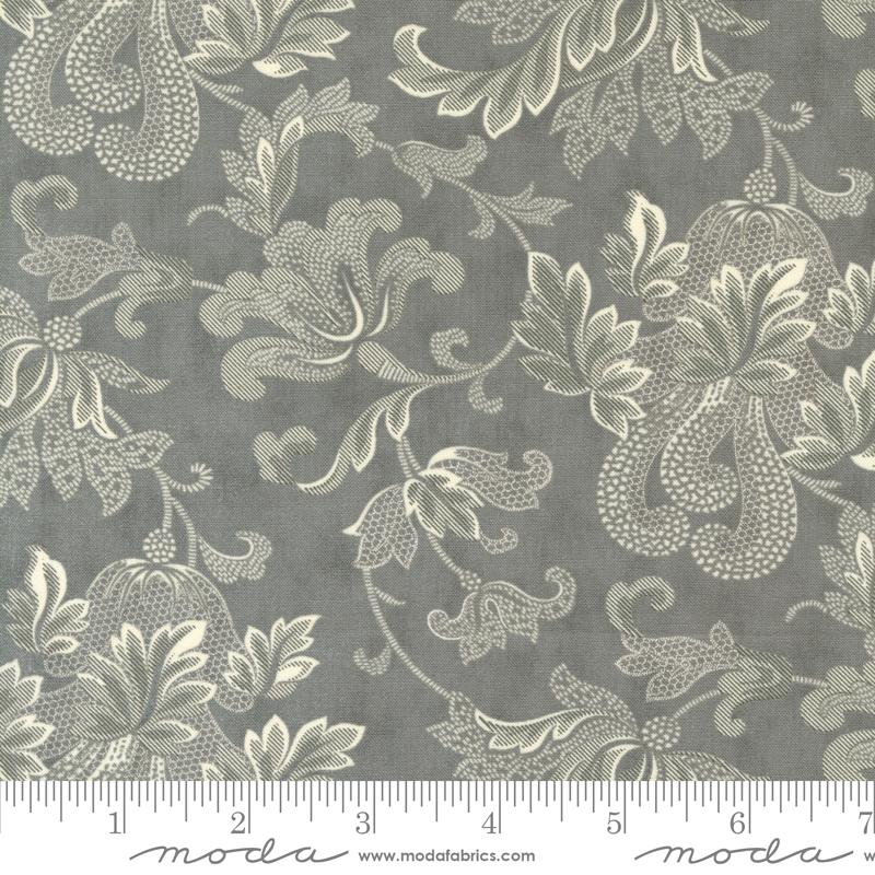Friendly Flourish Damask Scroll - Charcoal - Quilt Fabric