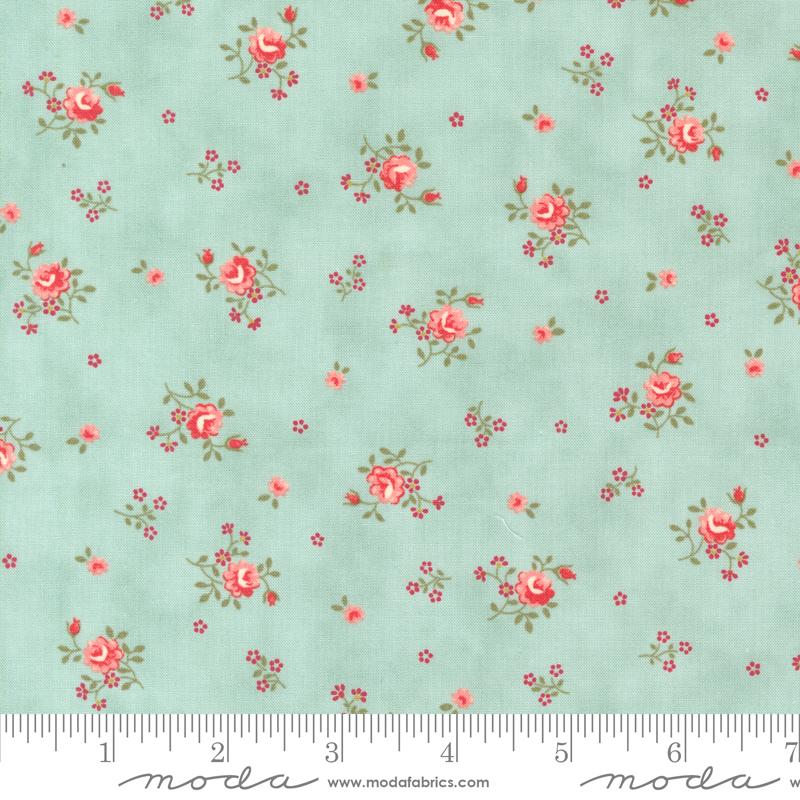 Peaceful Posies Small Floral Ditsy - Aqua - Quilt Fabric