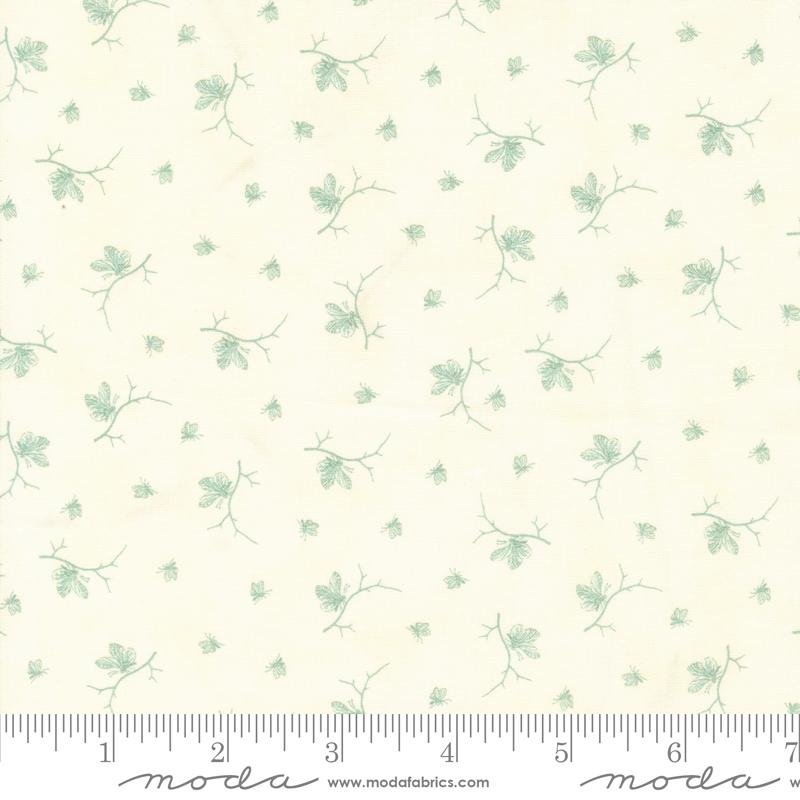 Brave Butterfly Shirting - Parchment Aqua - Quilt Fabric