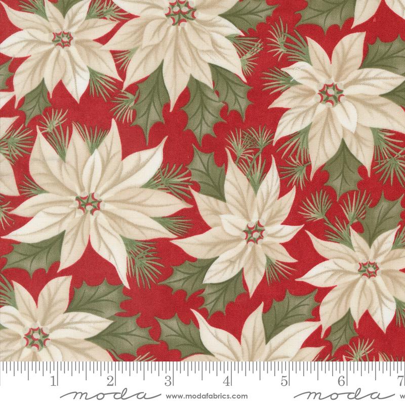 A Christmas Carol Poinsettia - Crimson - Quilt Fabric
