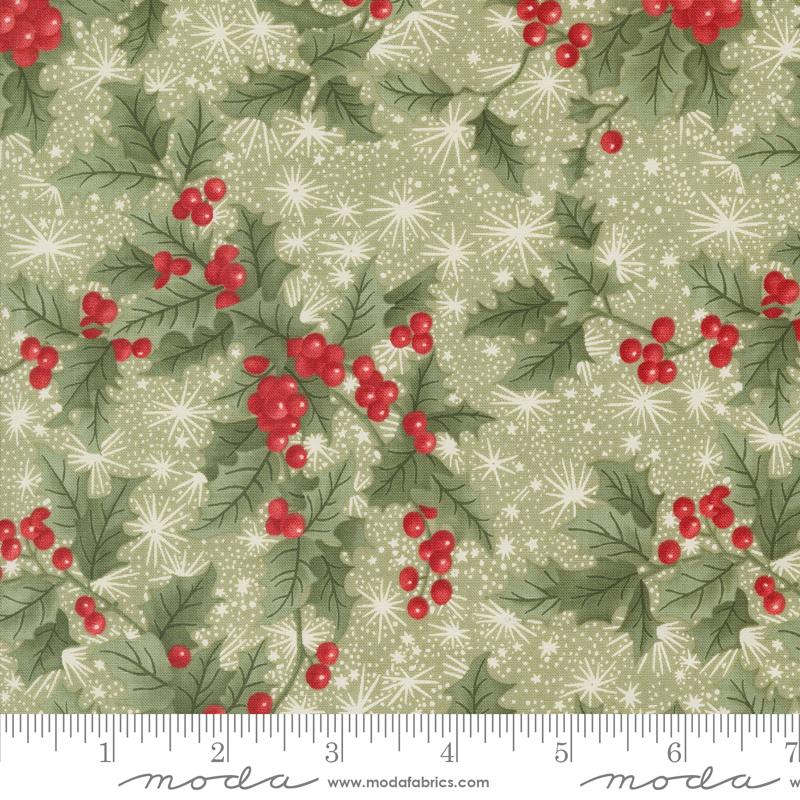 A Christmas Carol Holly -Sage - Quilt Fabric