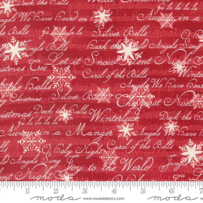 A Christmas Carol Words - Crimson - Quilt Fabric