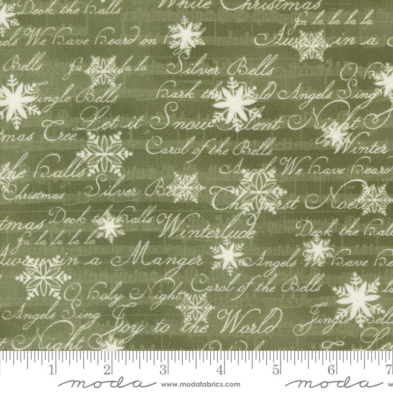 A Christmas Carol Words - Holly - Quilt Fabric