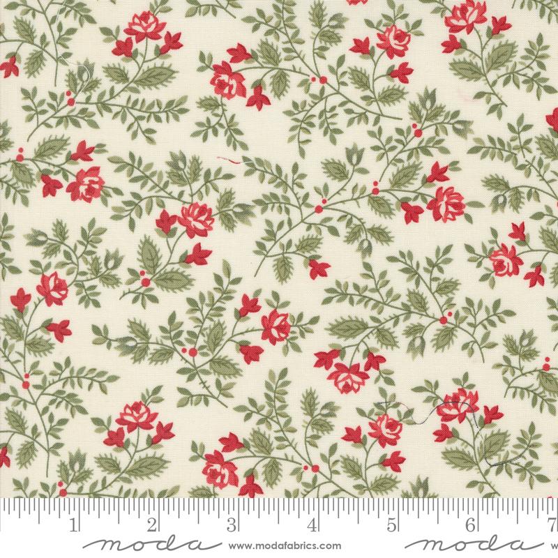 A Christmas Carol Floral - Snowflake - Quilt Fabric, zoomed in. Select this picture to zoom back out.