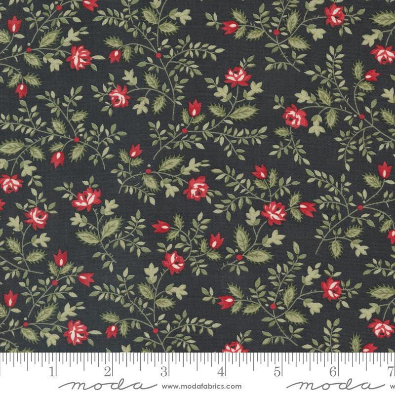 A Christmas Carol Floral - Ebony - Quilt Fabric