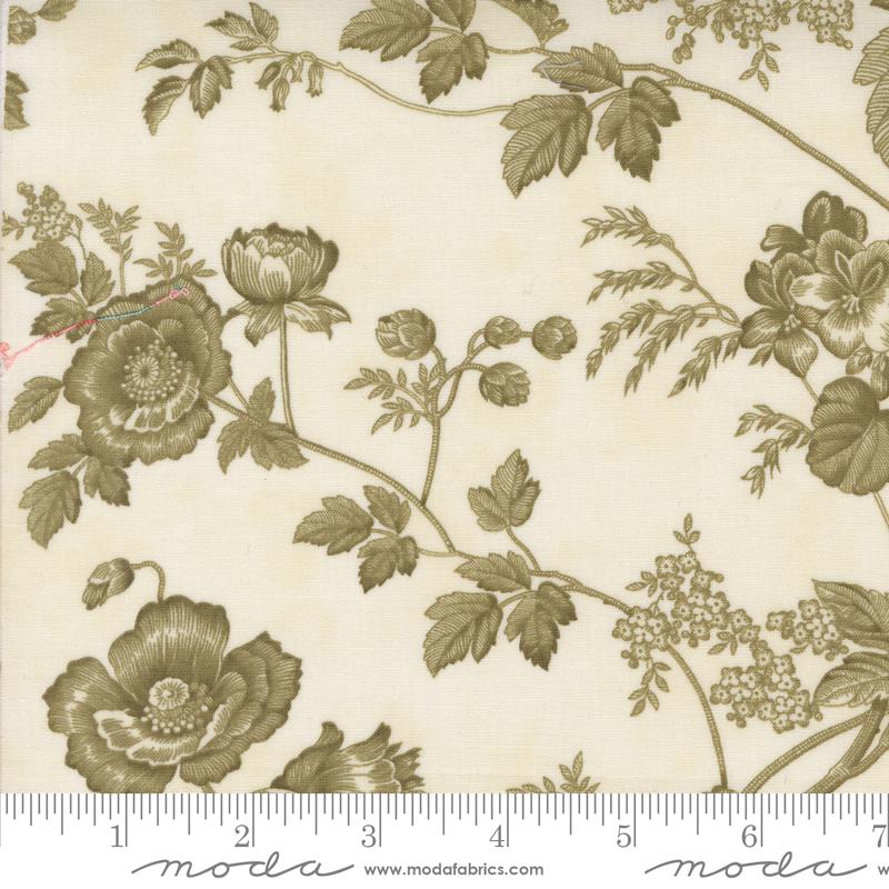3 Sisters Meadow Greens Flower Porcelain - Quilt Fabric