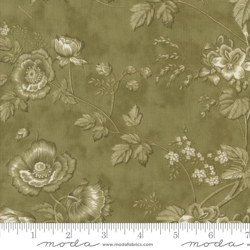 3 Sisters Meadow Greens Flower Rosemary - Quilt Fabric