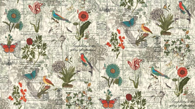 3 Sisters Favorite Collages Porcelain - Quilt Fabric