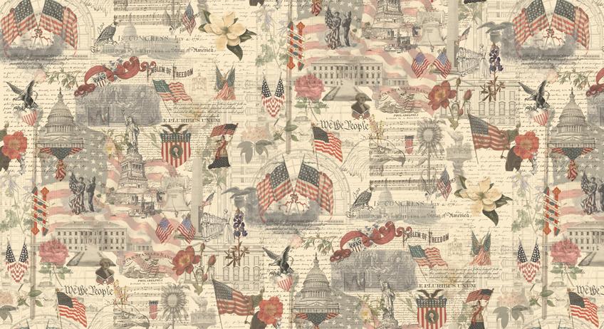 3 Sisters Patriotic Porcelain - Quilt Fabric