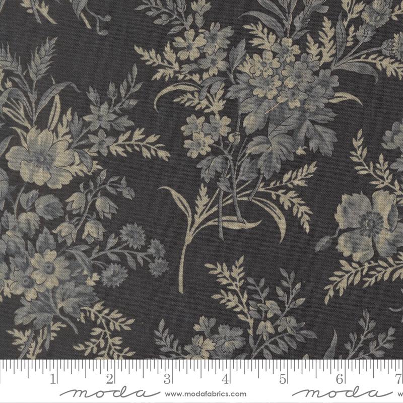 Breathtaking Blues Floral Linen Midnight - Quilt Fabric
