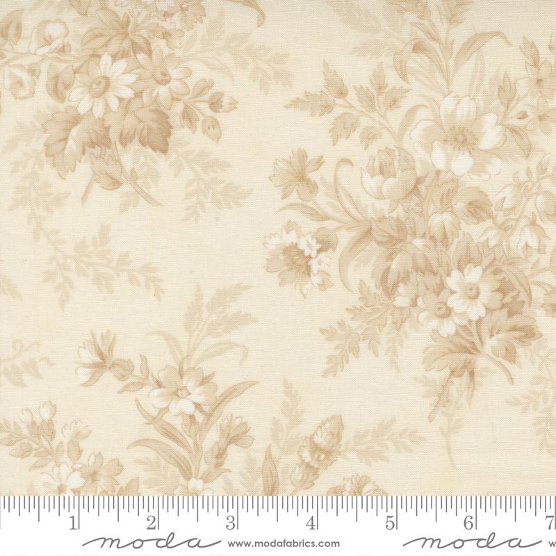 Breathtaking Blues Floral Porcelain Ecru - Quilt Fabric