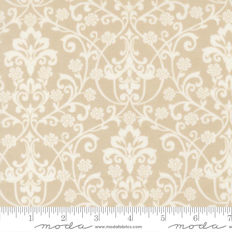 Breathtaking Blues Damask Ecru - Quilt Fabric