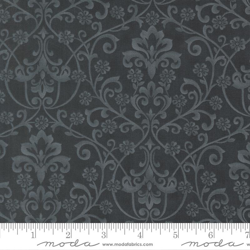Breathtaking Blues Damask Midnight - Quilt Fabric