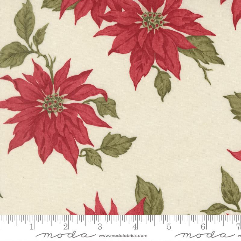 Candlelight Christmas Poinsettia Cream - Quilt Fabric