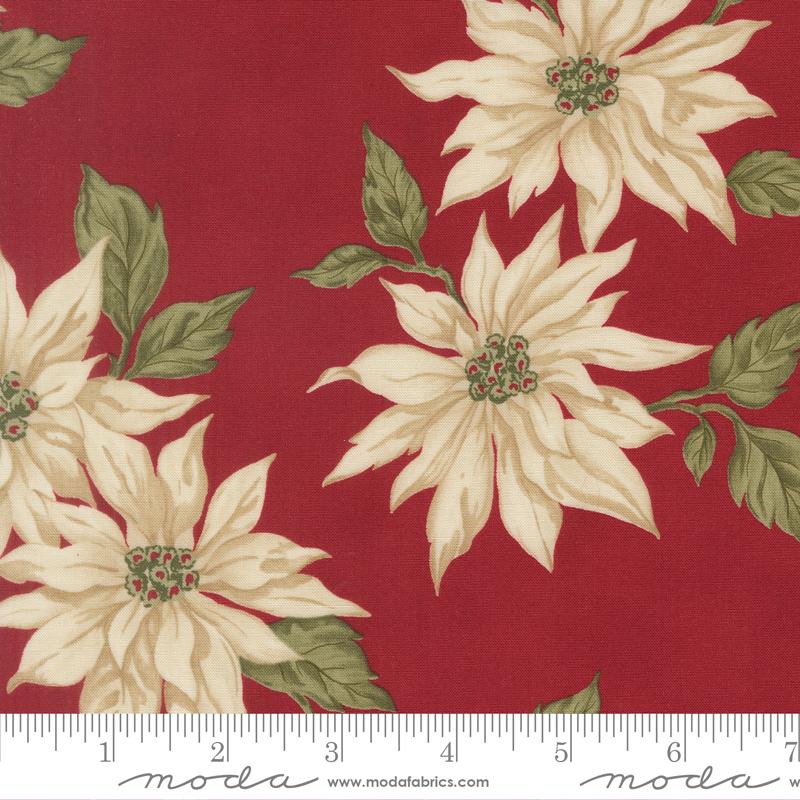 Candlelight Christmas Poinsettia Crimson - Quilt Fabric