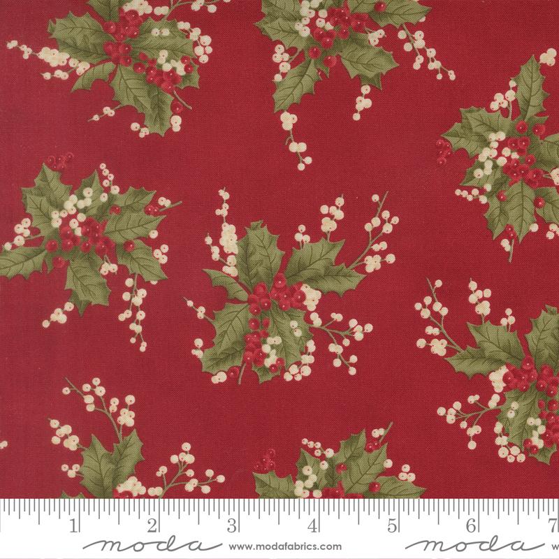 Candlelight Christmas Holly Crimson - Quilt Fabric