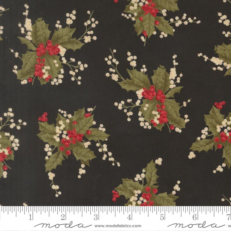 Candlelight Christmas Holly Ebony - Quilt Fabric