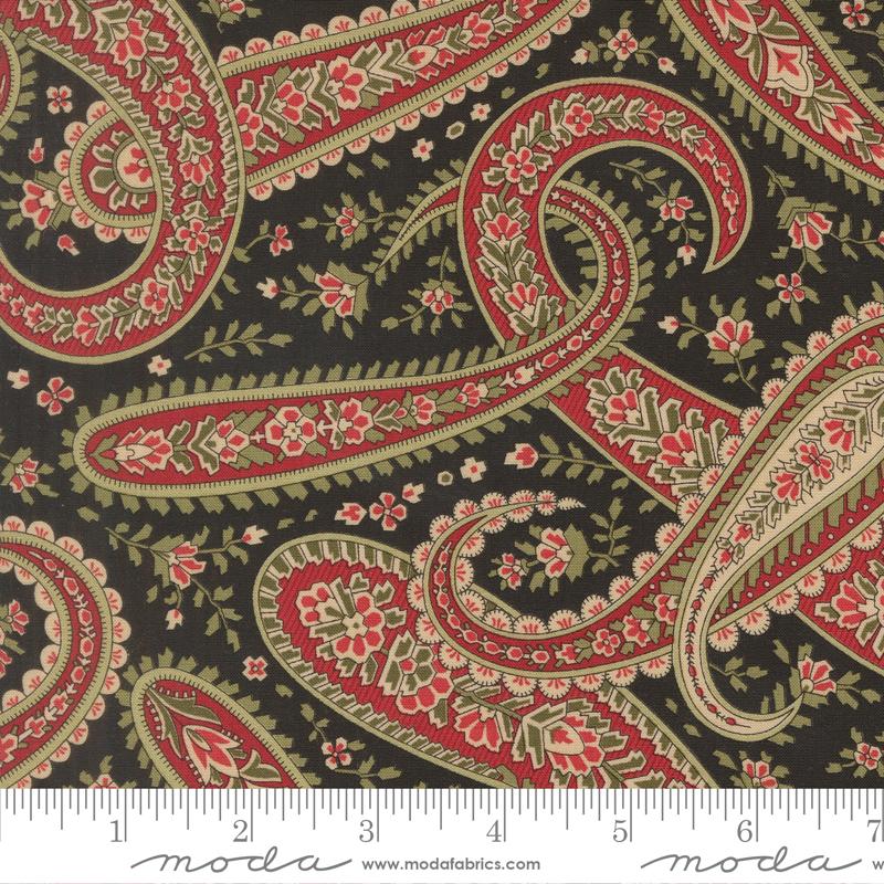 Candlelight Christmas Paisley Ebony - Quilt Fabric