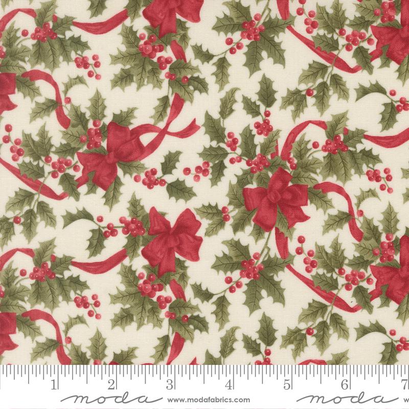 Candlelight Christmas Bow Cream - Quilt Fabric