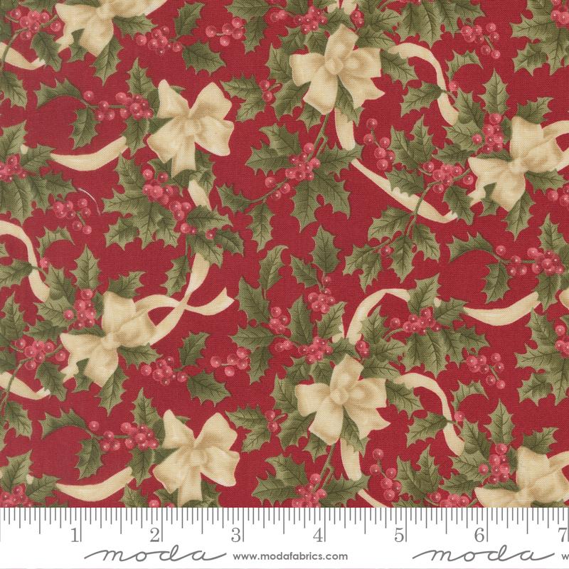 Candlelight Christmas Bow Crimson - Quilt Fabric