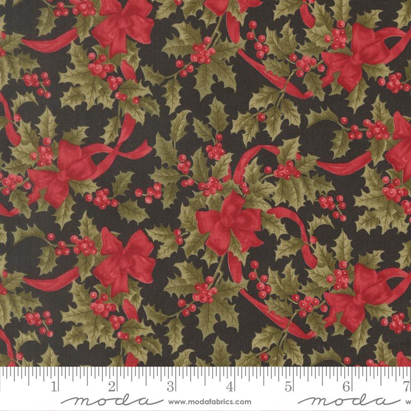 Candlelight Christmas Bow Ebony - Quilt Fabric