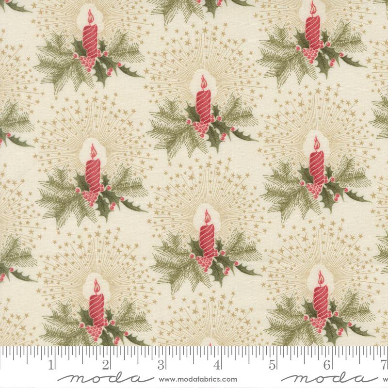 Candlelight Christmas Candle Cream - Quilt Fabric