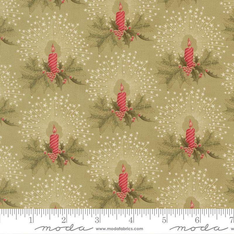 Candlelight Christmas Candle Sage - Quilt Fabric