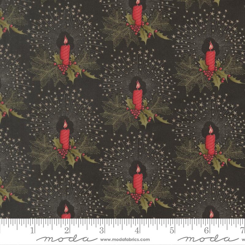 Candlelight Christmas Candle Ebony - Quilt Fabric